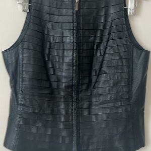 A/X Armani exchange Black Leather Sleeveless Jacket Size S